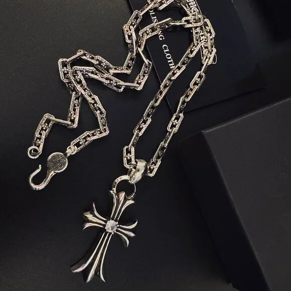Chrome Hearts Sterling Silver Cross Pendant Necklace - Picture 4 of 8